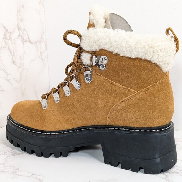 NEW Calvin Klein Women's Kristel Leather Fur Collar Boot Light Brown Size 6.5 M - Picture 7 of 8